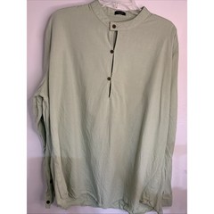 Coofandy Henley Shirt Mens XL Mint Green Button Long Sleeve Soft Pullover Button