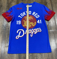 Iro-Ochi Japanese Graphic Dragon Mens Shirt Blue Red Tokyo M Embroidered Velvet