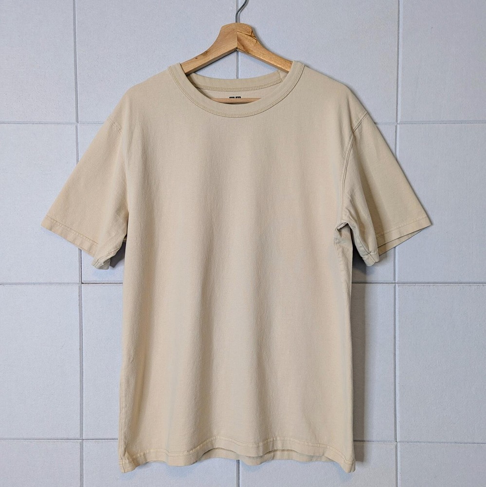 Uniqlo U Minimalist Beige Thick Cotton Crew Neck T-Shirt Size L