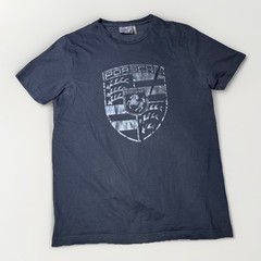 Porsche Shirt Mens Small Black Stuttgart Crest Graphic Tee Made Portugal Gloss