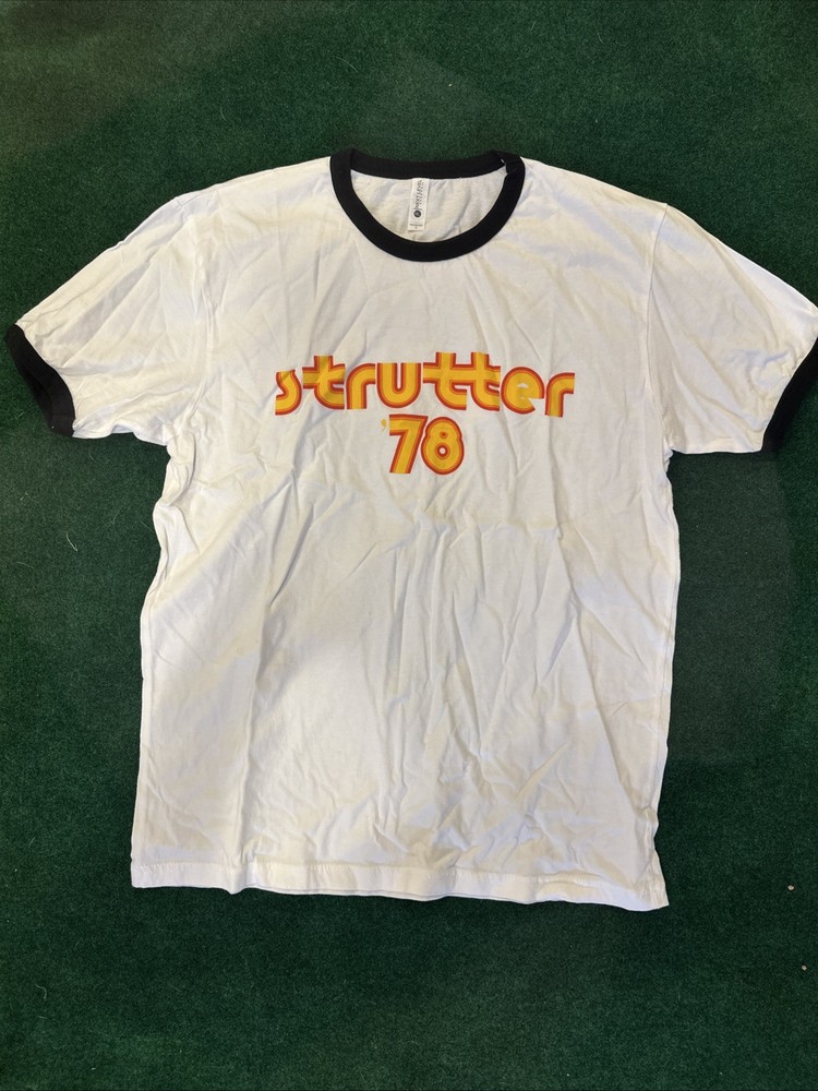 STRUTTER ’78 RINGER T-SHIRT Adult Large Next Level Apparel Vintage Rock Band
