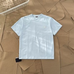 Kith Simple Flocked Small Box Logo Loose Neck Solid Color Short Sleeve Couple