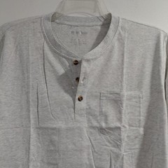 TacVAsen Mens Light Gray Long Sleeve Henley Pocket T Shirt Outdoor Sports Size M