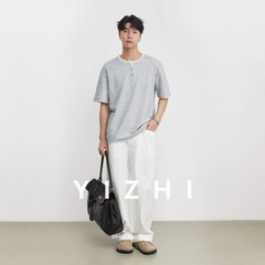 Fashion Fake Two-piece Retro Henry Collar Knitted Short-sleeved 2026 Summer T-sh