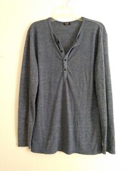 Coofandy Henley Shirt Blue Heathered Long Sleeve Men’s Size Small Chest 36″