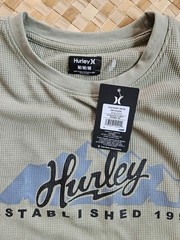 Hurley Thermal Shirt Mens Medium Green Long Sleeve Waffle Knit Surf Skate NEW