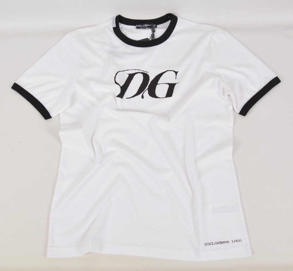 White T-Shirt XL Oversized Fit Contrast Collar Short Sleeve | Dolce & Gabbana