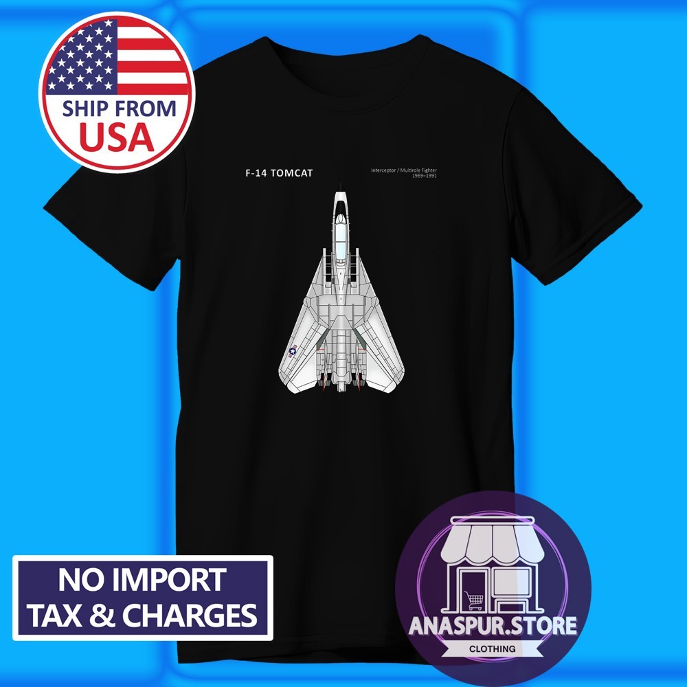F-14 Tomcat Military Air Force Men’s Black Size S-5XL