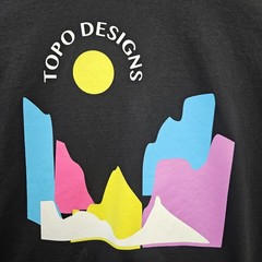 TOPO DESIGNS T SHIRT Men Medium Organic Cotton Tight Knit Graphic Print *Pinhole