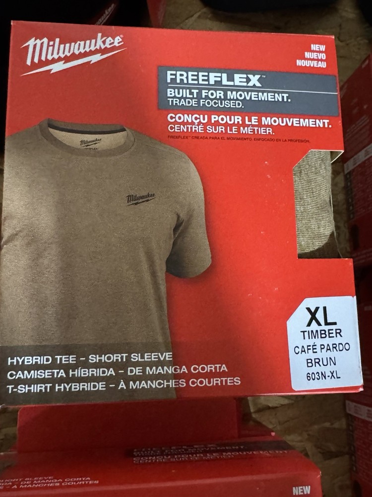 Milwaukee Freeflex Hybrid Short Sleeve Work Tee Brown Xl