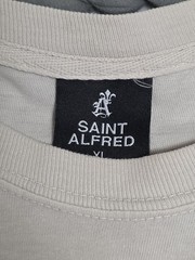 Saint Alfred Tattoo Spell Out Logo Long Sleeve Beige Pullover Shirt SZ XL