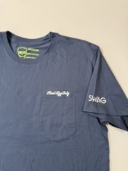 Swag Golf Shirt Mens Medium Blue Short Sleeve Cotton Skull Crewneck Fried Egg