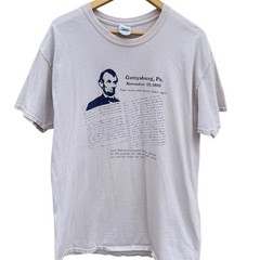 Abraham Lincoln Gettysburg Address Vintage history tan t-shirt Size Large