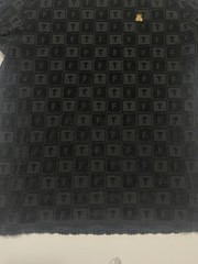 Teddy Fresh Terry Jacquard Men T-Shirt Black Crew Neck Short Sleeve H3 Pod Sz M