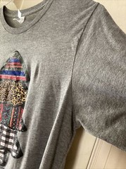 THE CORAL CACTUS (CHRISTMAS TREE) UNISEX GRAY LS POLY COTTON RAYON T SHIRT SZ LG