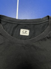C.P. Company BIG LOGOMen’s Black T-Shirt Goggle Print Back Logo Spellout Graphic