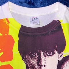 80s Inspired Iggy Pop Big Print Yellow & Orange Punk Rock Band Music Tee T-Shirt