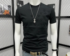 New Men Luxury Diamond Rhinestones Fashion T-Shirt High Quality 4 Colors