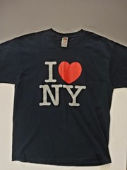 Fruit Of The Loom Cotton T-shirt Mens XL Black I Love NY Graphic Heavywieght Tee