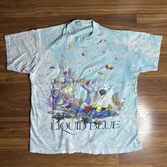 Vintage 1992 Liquid Blue Coral Reef Aquatic Sea Life Fish AOP Shirt XL Tie Dye