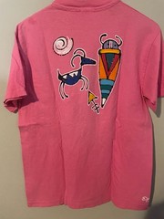 Vintage 1988 Abstract Pop Art Native Petroglyph Pink T-Shirt