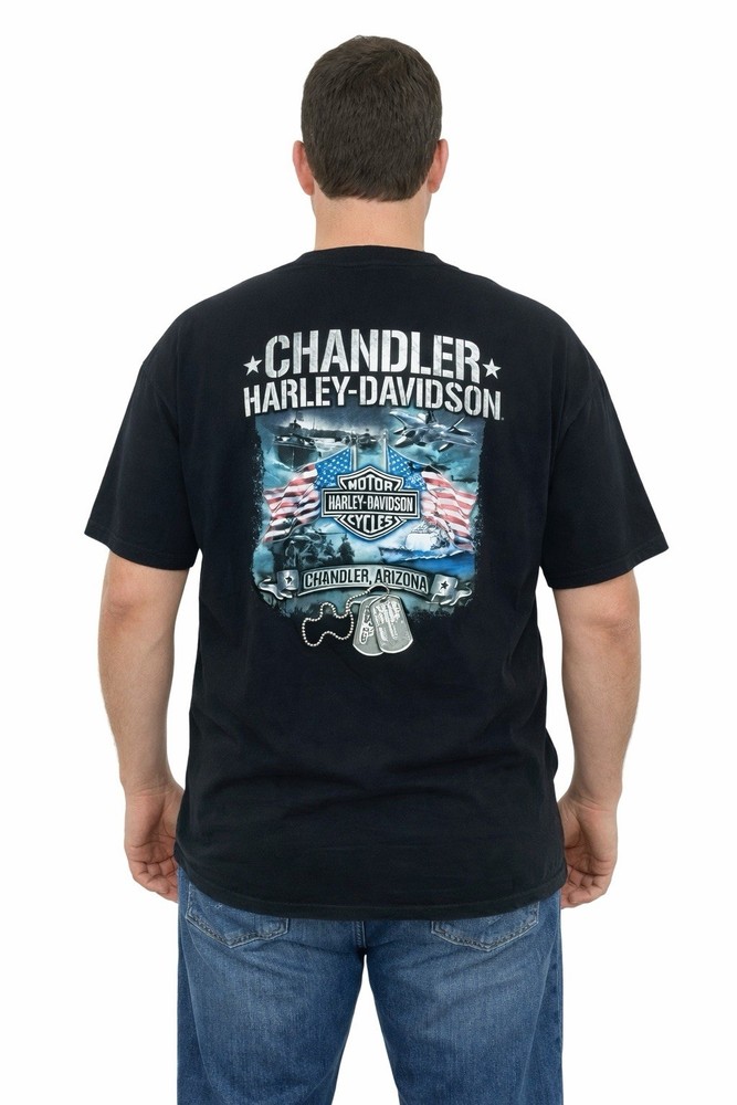 Harley Davidson T-Shirt Men’s Size XL Tee Black Chandler Arizona USA Forces