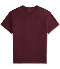 Polo Ralph Lauren Mens V-Neck Short Sleeve T-Shirt Burgundy / Wine S , M NWT