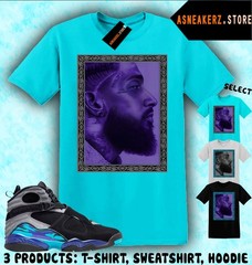 Tee Shirt Matching AJ 8 Aqua 2025 To Match Sneaker Nipsey T-Shirt