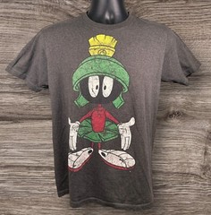 Vintage Marvin The Martian 90’s Looney Tunes Cartoon TV Gray T-Shirt Size Medium