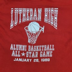 Vintage 1989 Lutheran High Shirt Medium 19×25 Basketball
