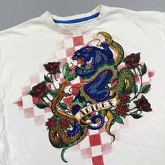 Avirex Shirt Mens XL White Snake Panther Rose Graphic T-Shirt Tee Tattoo