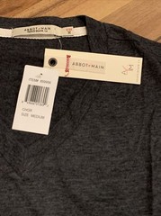 ABBOT & MAIN (Sz Medium) Men’s Basic V-Neck Tee T-Shirt Tri Blend Casual, Gray C
