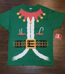 Holiday Time Christmas Graphic T-Shirt Green ELF Crew Neck Sz XL New NWOT