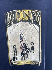 Vintage September 11th FDNY NYPD Tribute T Shirt Home Of The Brave 9/11 2XL New