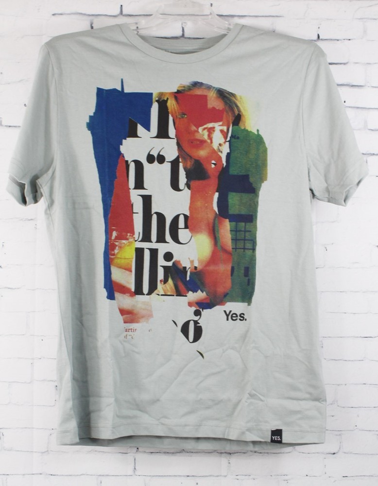 YES. Mixed T-Shirt Short Sleeve S/S Mens Large Slate Gray With Graphic