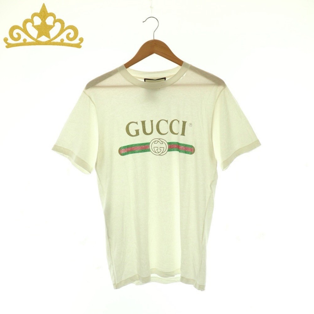 GUCCI Vintage Distressed Flower Patch Logo T-Shirt for Men