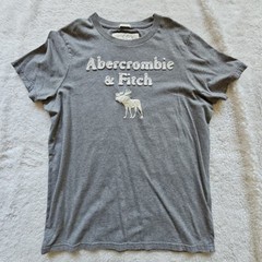 Vtg Y2K Abercrombie & Fitch Mens XL Muscle Big Moose T-Shirt Grey Applique Tee