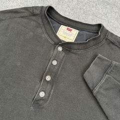 Vintage Levis Red Tab Henley Shirt Mens XL Black Long Sleeve Thermal 90s