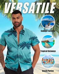 Hawaiian Shirts Men Aloha Summer Casual Beach Button-Down Cruise Holiday Party