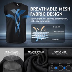 3Pack Mens Sleeveless Tank Tops Quick Dry Summer Workout Gym Fitness Shirts Cool