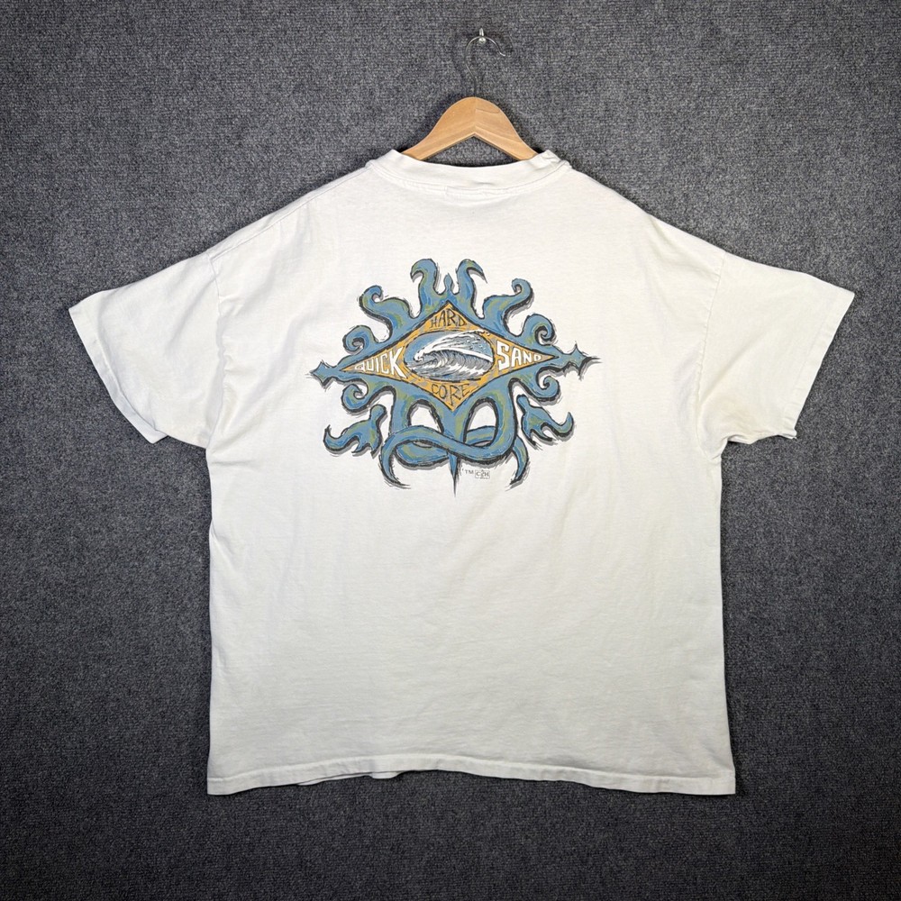 Vintage Quiksilver Shirt Mens XL White 90s USA Parody Red Sand California Surf