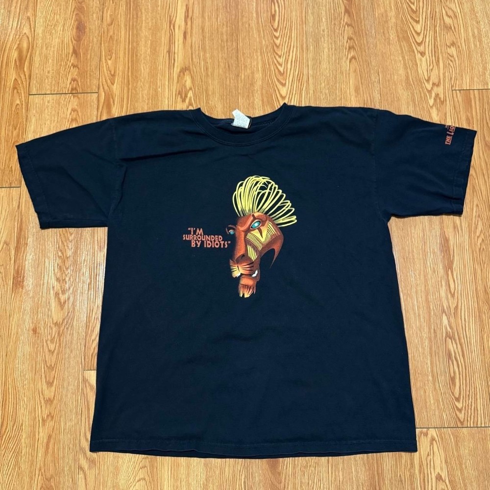 The Lion King Men’s Shirt Vintage Scar Surrounded By Idiots Black Size XL