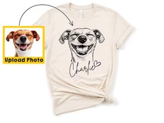 Custom Dog Portrait Photo Comfort Tee Personalized Pet Memorial Gift