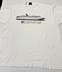 Vintage 90s Single Stitch White Carnival Cruise Ship T Shirt XL Tourist