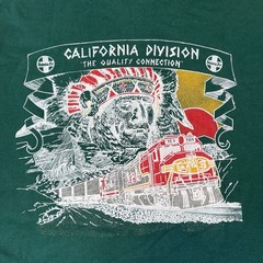 Vintage Santa Fe Railroad Long Sleeve NOS Hanes Signature Green Trains BNSF NWT