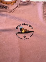 Free Planet Cotton Faded Rose Short Sleeve Crew Neck T-Shirt Men’s Flamingo L