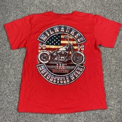 Suna Mens Milwaukee Motorcycle Rally T Shirt Short Sleeve Red Size Large