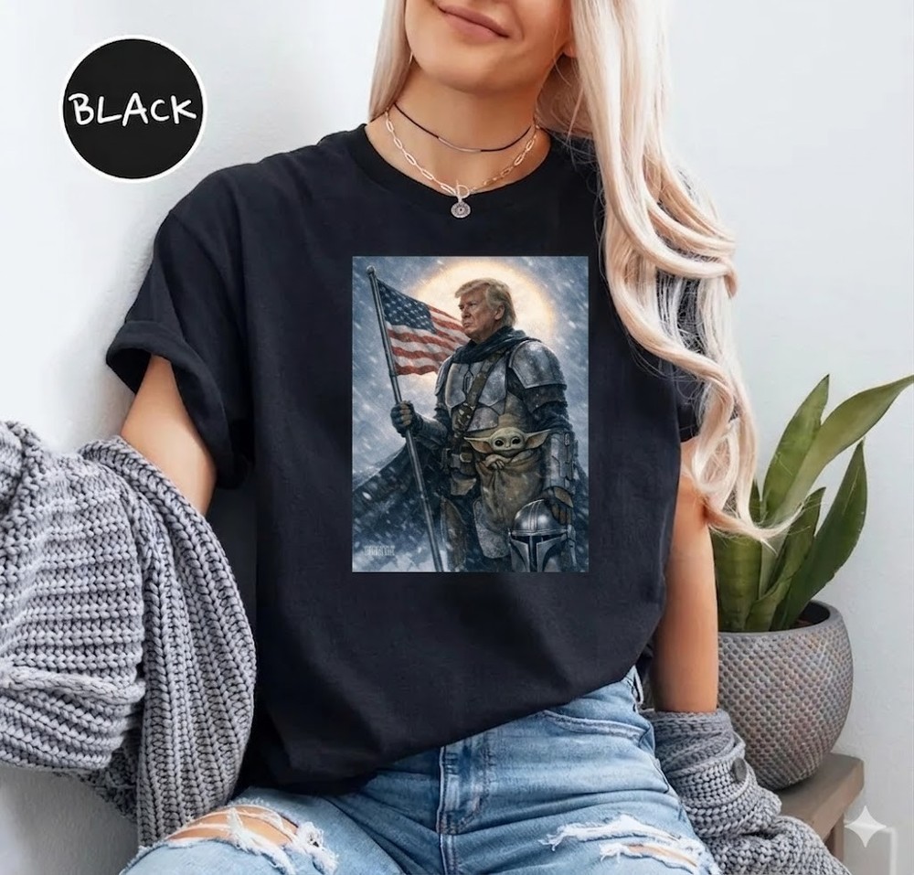 Donald Trump Mandalorian Grogu Star Wars Mashup Meme T shirt