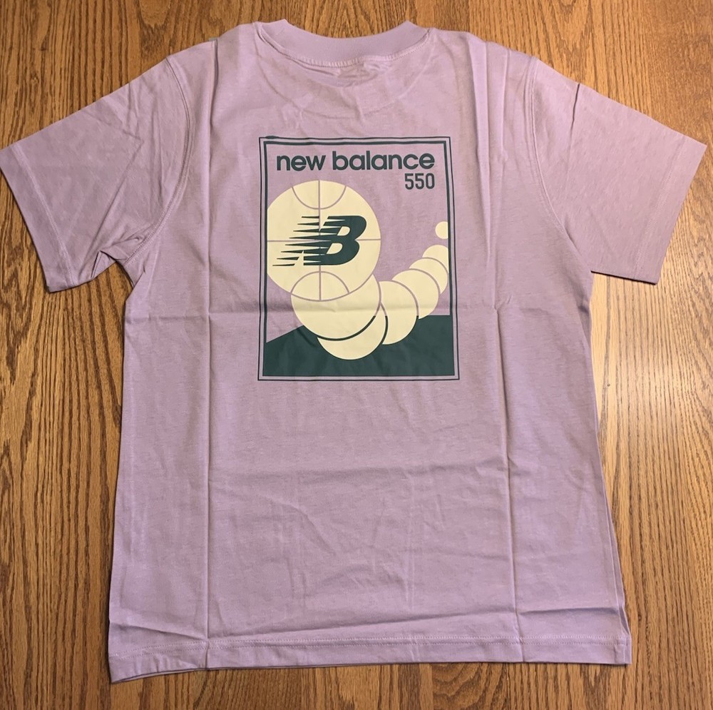 NEW BALANCE 550 Purple Cotton Basketball Graphic S/S T-SHIRT M XL MT43567 NWT