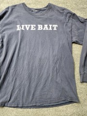 Vintage Live Bait Long Sleeve T-Shirt Blue Fishing Graphic Adult Men’s Tee XXL